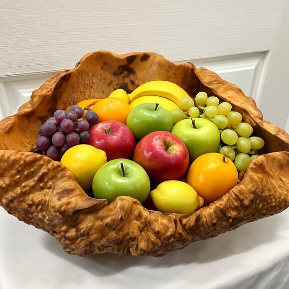 Hand-Carved Manzanita Burl Wood Bowl  Signed Sculptural Bowl 15" Approx. - Picture 12 of 14